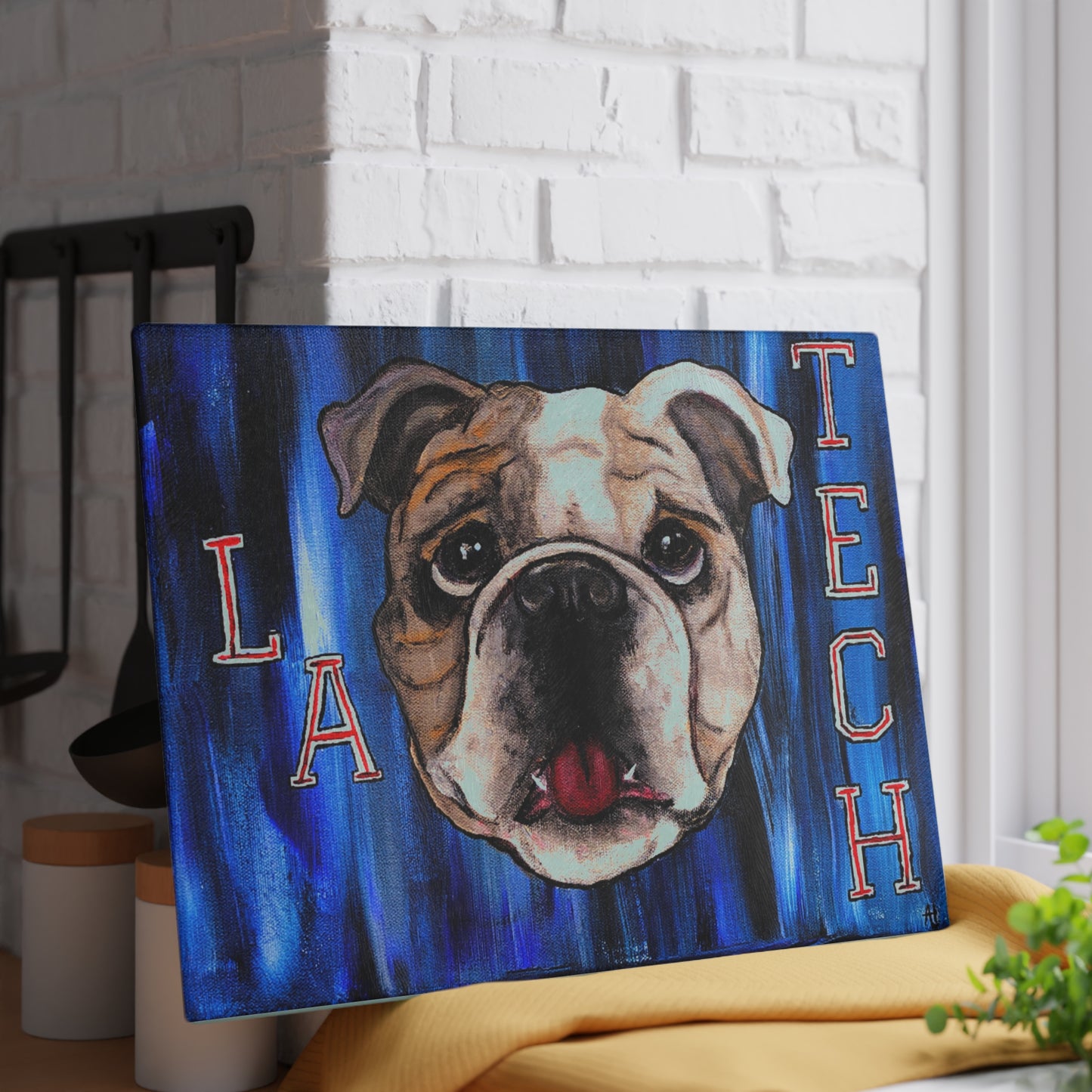 La Tech Bulldog Glass Cutting Board