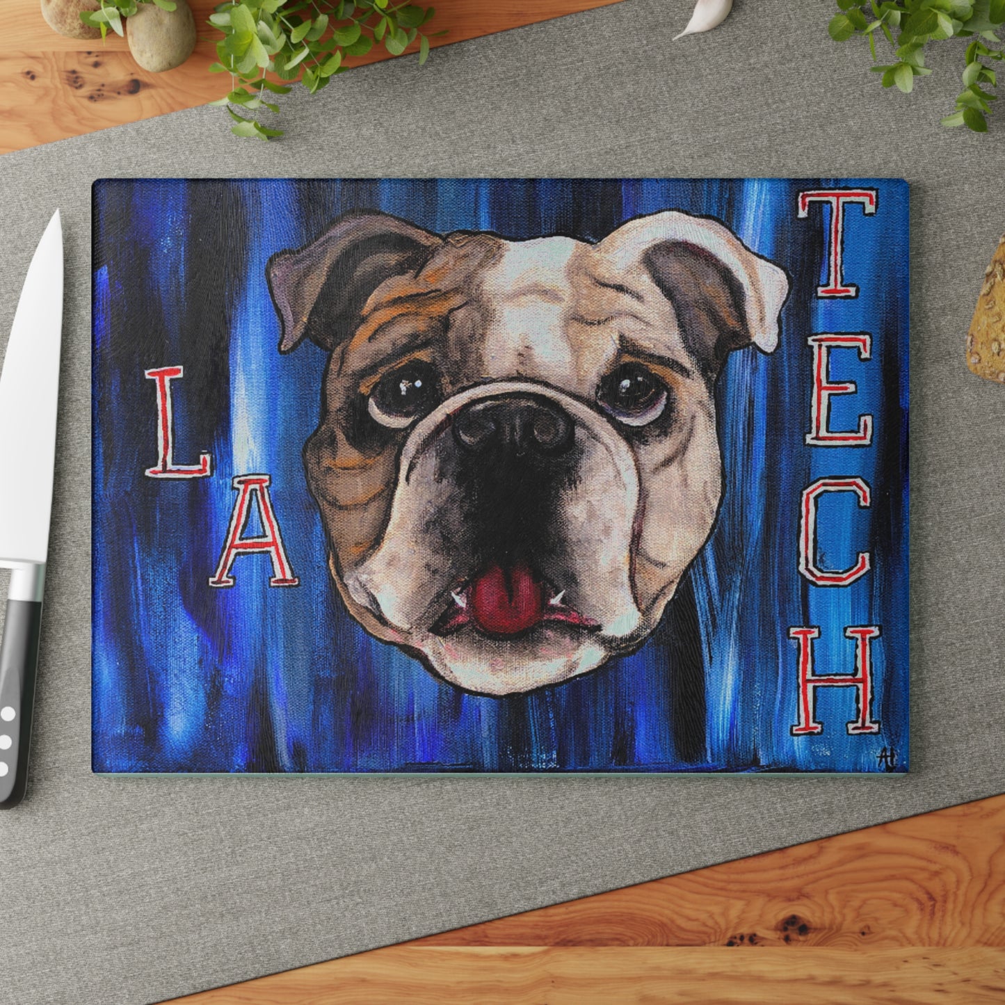 La Tech Bulldog Glass Cutting Board