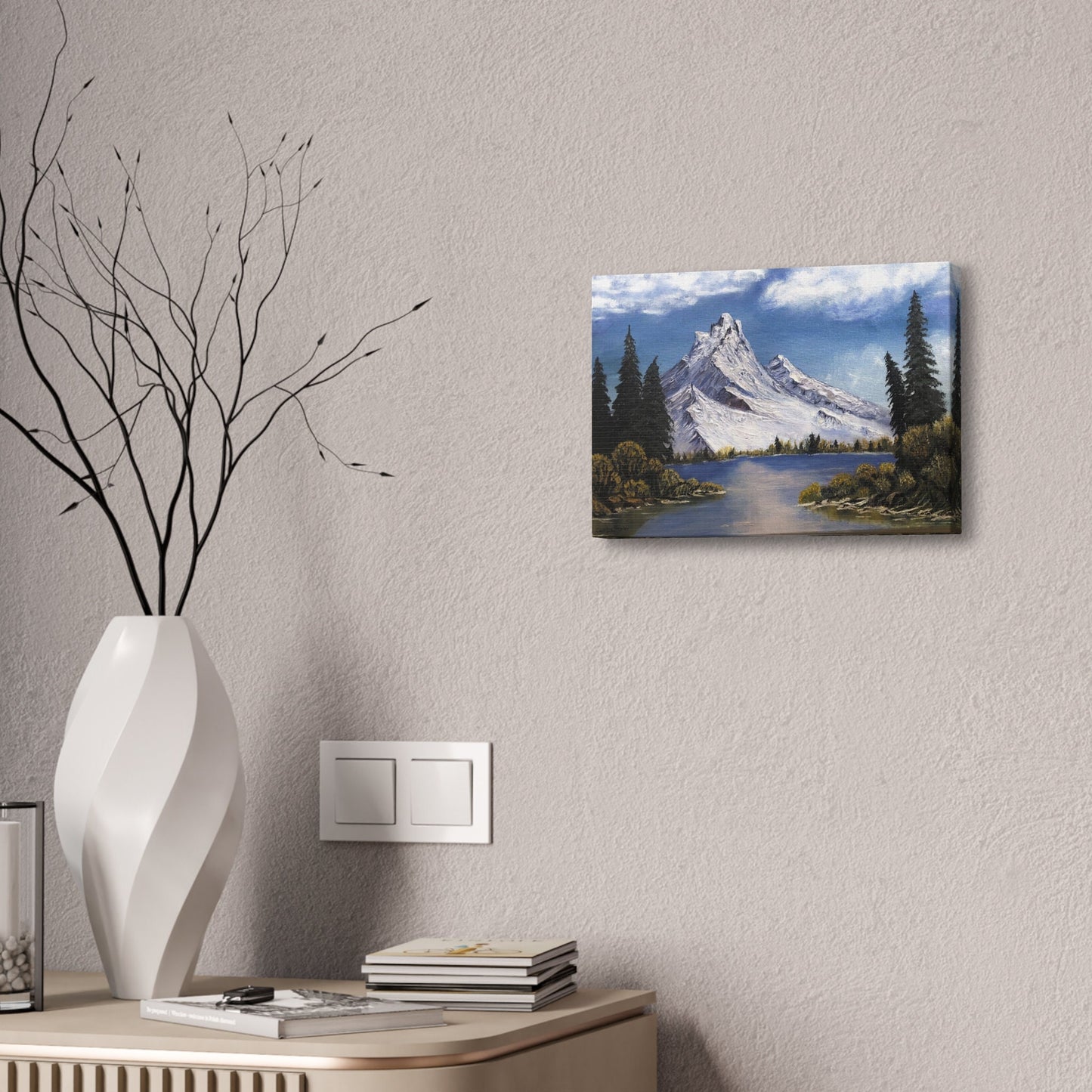 Peaceful Landscape Painting Print Canvas Stretched, 1.5''