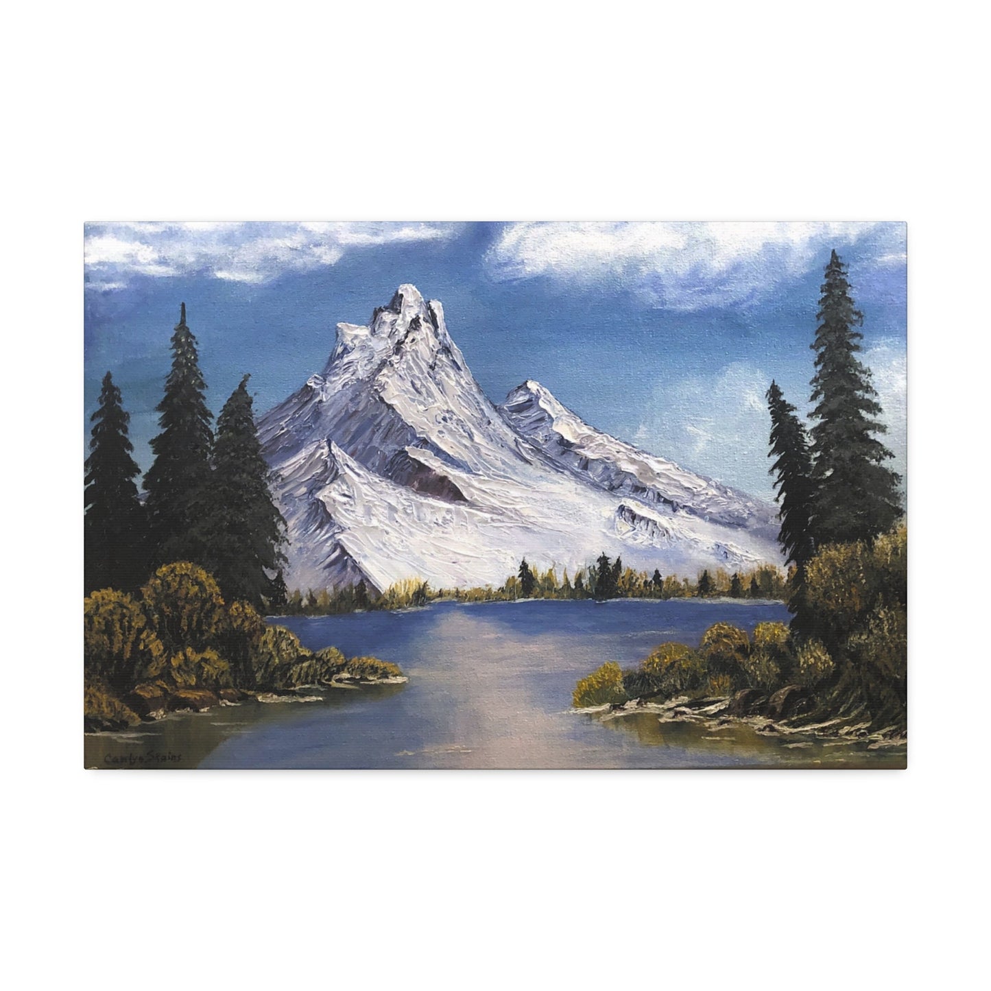 Peaceful Landscape Painting Print Canvas Stretched, 1.5''